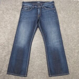 Silver Jeans Mens 36x32 Blue Zac Relaxed Bootcut Faded Zip Fly EMC Denim Pants